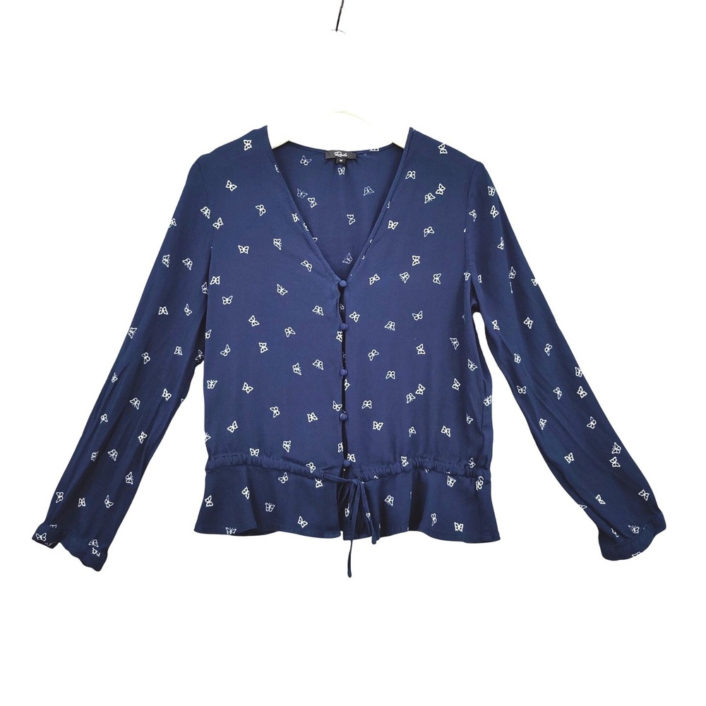 Rails Women Butterfly Cottage Nature Whimsigoth Fairy Beaux Top M Navy Peplum